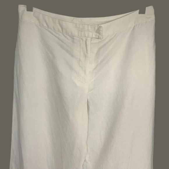 Spenser Jeremy Linen Blend Cropped Pants Women Size 12 White Shell Embellished - Picture 3 of 15